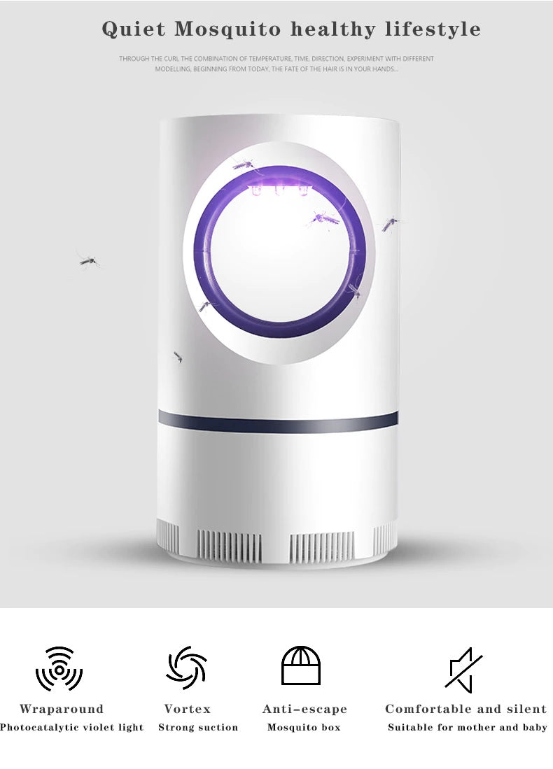 Electric Mosquito Trap Blue Light Mosquito Killer Lamp with USB Power Suction Fan No Zapper Child Safe