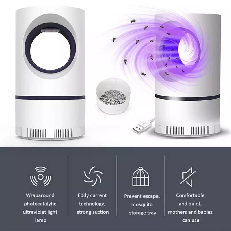 Electric Mosquito Trap Blue Light Mosquito Killer Lamp with USB Power Suction Fan No Zapper Child Safe