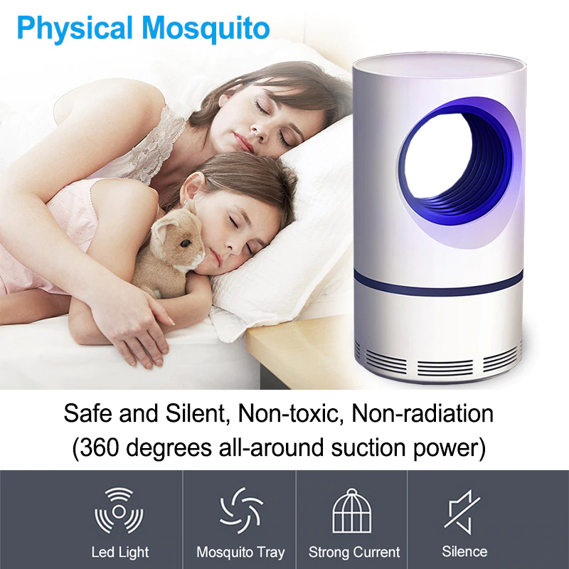 Electric Mosquito Trap Blue Light Mosquito Killer Lamp with USB Power Suction Fan No Zapper Child Safe