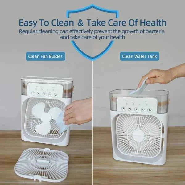 Portable Air Conditioner Fan Usb Electric Fan With Led Night Light, Fine Mist Water, And Humidifier Function | Led Night Light Water Mist (random Color)