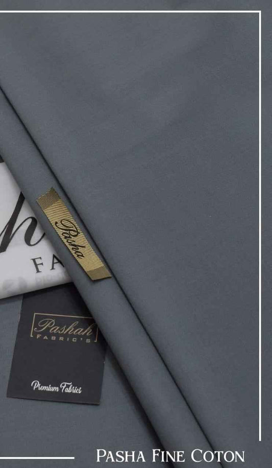 Men's Unstitched Cotton Suit - Grey Plain Design - 1 Pcs