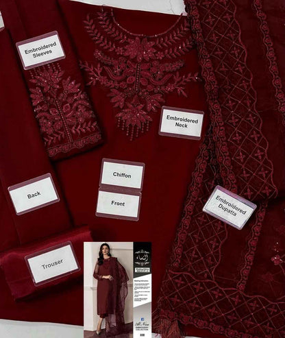 3 Pcs Women's Unstitched Plain Suit