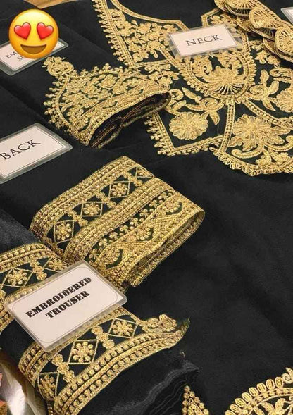 3 Pcs Women's Unstitched Sequins Embroidered Suit