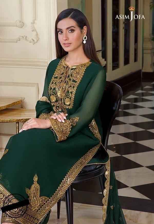 3 Pcs Women's Unstitched Sequins Embroidered Suit