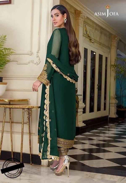 3 Pcs Women's Unstitched Sequins Embroidered Suit