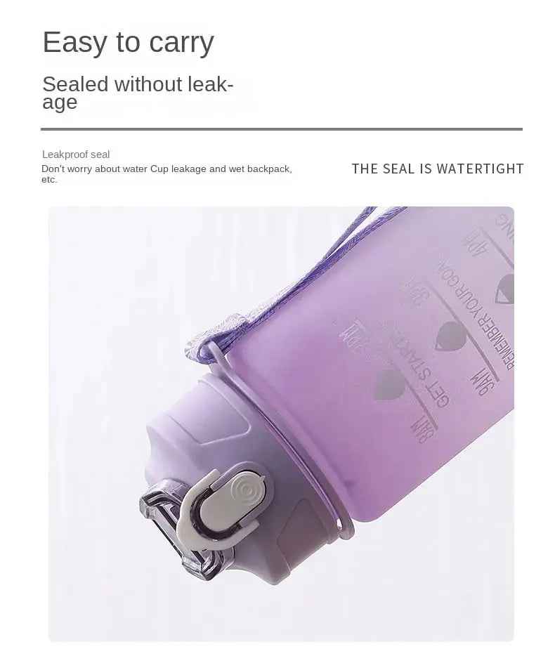 Water Bottle (3Pcs Set) Time Marker & Leak Proof Flip Top Lid (Random Color)