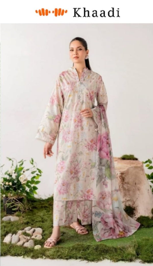 ✨ Khaadi Brand ✨ 3 Piece Digital Printed Lawn Unstitched Suit New Collection 2025 For Women