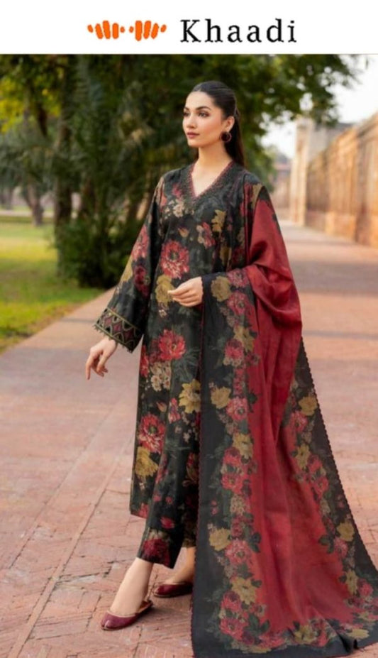 ✨ Khaadi Brand ✨ 3 Piece Digital Printed Lawn Unstitched Suit New Collection 2025 For Women