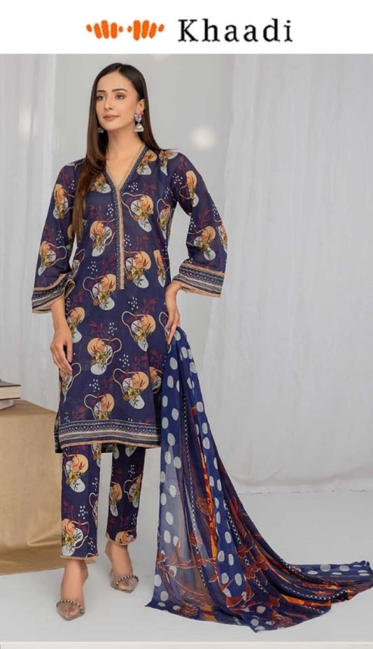 ✨ Khaadi Brand ✨ 3 Piece Digital Printed Lawn Unstitched Suit New Collection 2025 For Women