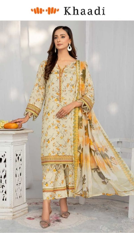 ✨ Khaadi Brand ✨ 3 Piece Digital Printed Lawn Unstitched Suit New Collection 2025 For Women