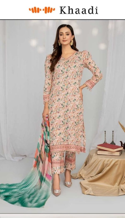 ✨ Khaadi Brand ✨ 3 Piece Digital Printed Lawn Unstitched Suit New Collection 2025 For Women
