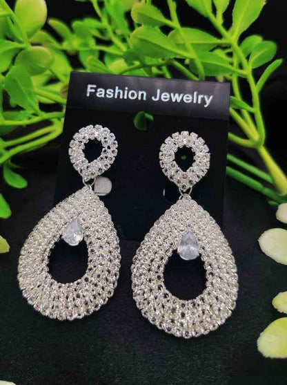 Imported Earrings In Multiple Design | Teardrop | Look Artificial Earrings | Girls Earrings | Women Earrings ( Silver Color)