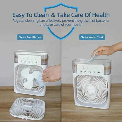 Portable Air Conditioner Fan Usb Electric Fan With Led Night Light, Fine Mist Water, And Humidifier Function | Led Night Light Water Mist (random Color)