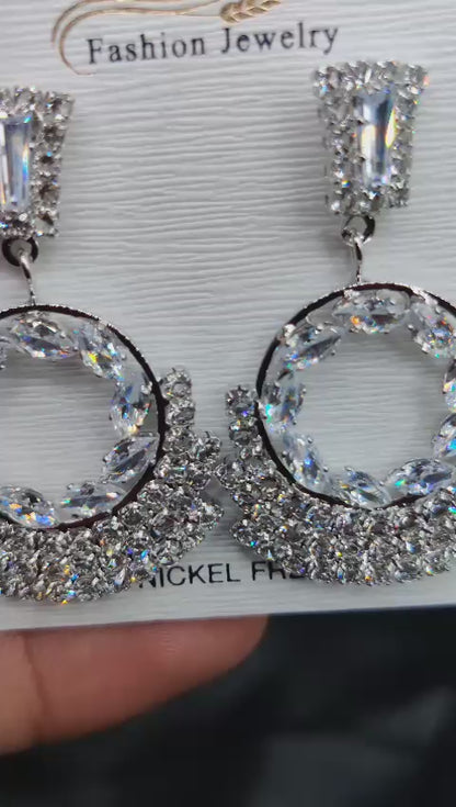 Imported Elegant Earrings  | Dazzling Hoop | Best Quality Earrings For Girls & Women | Luxury Look Earrings (Silver Color)