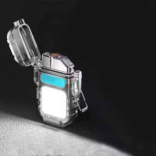 Rechargeable Electronic Lighter with LED Flashlight for Camping and Outdoors