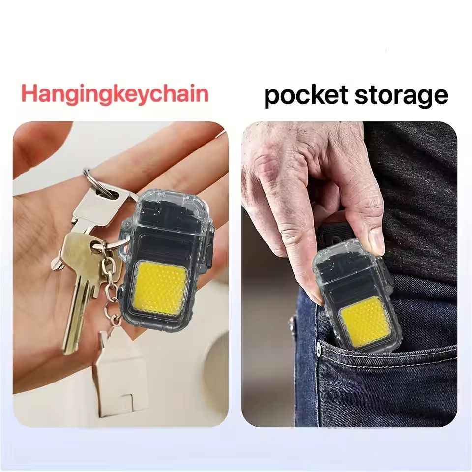 Rechargeable Electronic Lighter with LED Flashlight for Camping and Outdoors