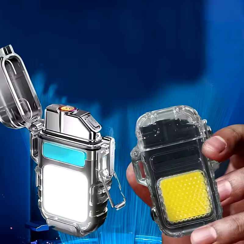 Rechargeable Electronic Lighter with LED Flashlight for Camping and Outdoors